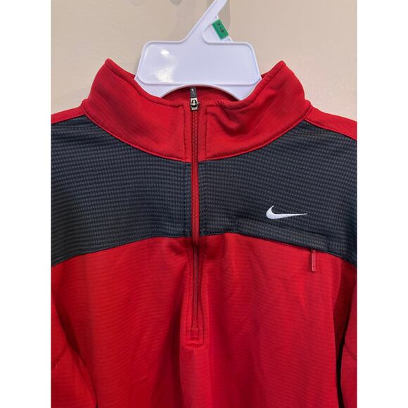 Nike Fit Dry Boys 1/4 Zip Long Sleeve Mock Neck Red/Navy Pullover Sz Large - Picture 3 of 8